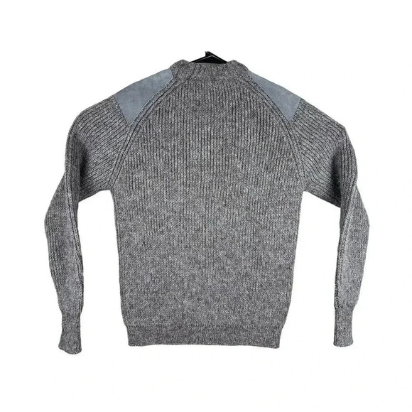 Vintage Knitted Sweater | Grey 100% British Wool | Men's Large | Elbow Patches - Picture 8 of 16